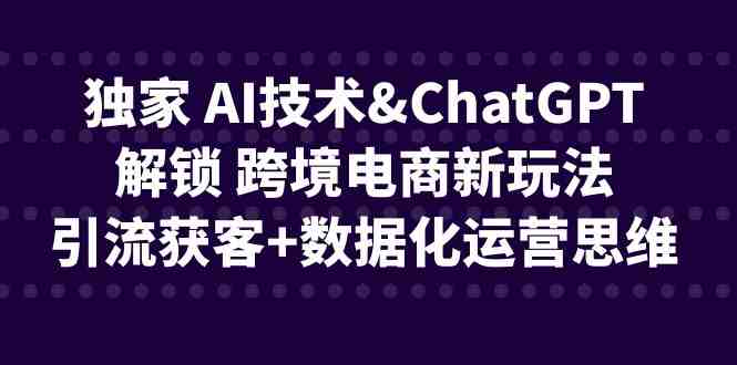[跨境电商]独家 AI技术&amp;ChatGPT解锁 跨境电商新玩法，引流获客+数据化运营思维