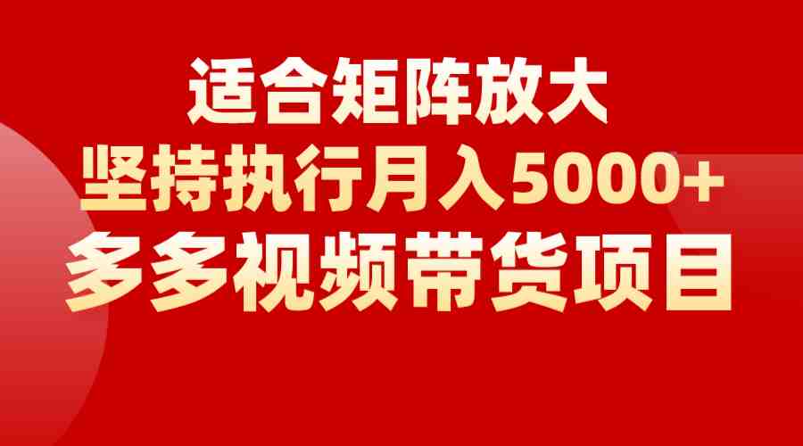 矩阵操作月入5000+，多多视频带货项目，适合新手，也适合老手放大(探索多多视频带货项目轻松上手，实现月入5000+)