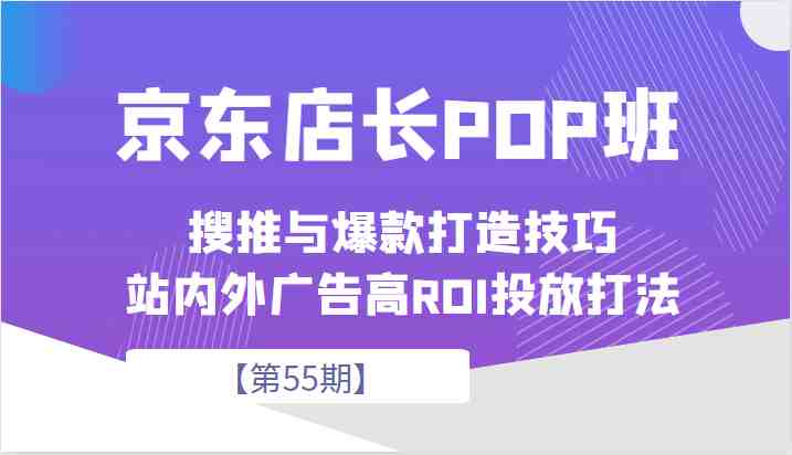 京东店长POP班【第55期】，京东搜推与爆款打造技巧，站内外广告高ROI投放打法(京东店长POP班【第55期】深度解析京东搜推与爆款打造技巧及站内外广告高ROI投放策略)