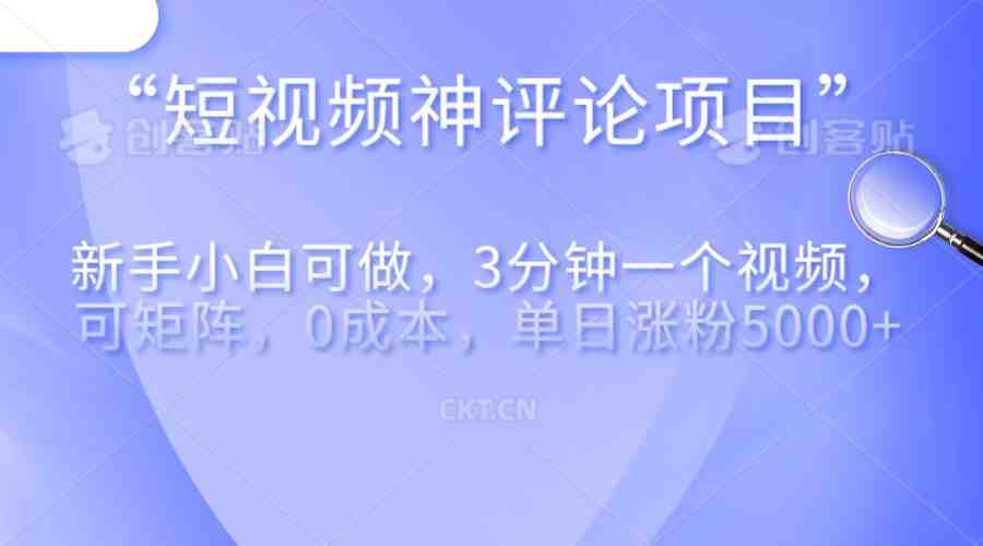短视频神评论，一天收益500+，新手小白也可操作，长期项目，纯利润(新手小白也能轻松赚钱的秘诀——短视频神评论)
