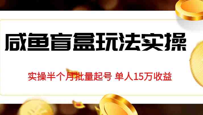 独家首发咸鱼盲盒玩法实操,半个月批量起号单人15万收益揭秘(揭秘咸鱼盲盒玩法半个月实现单人15万收益) 独家首发咸鱼盲盒玩法实操,半个月批量起号单人15万收益揭秘(揭秘咸鱼盲盒玩法半个月实现单人15万收益)