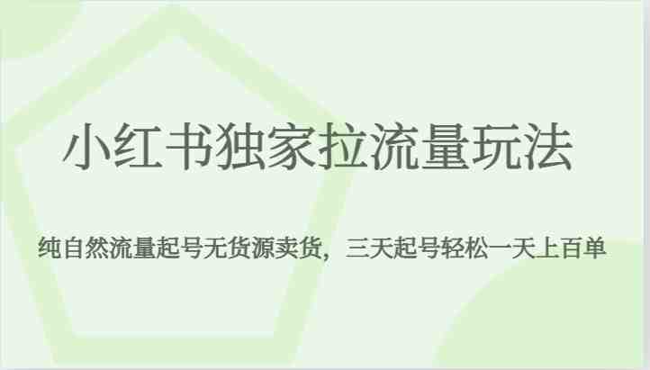 小红书独家拉流量玩法,纯自然流量起号无货源卖货,三天起号轻松一天上百单(小红书独家拉流量玩法三天起号,轻松实现一天上百单) 小红书独家拉流量玩法,纯自然流量起号无货源卖货,三天起号轻松一天上百单(小红书独家拉流量玩法三天起号,轻松实现一天上百单)