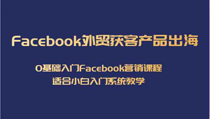 Facebook外贸获客产品出海,0基础入门Facebook营销课程,适合小白入门系统教学(全面解析Facebook营销从新手起号到广告投放的一站式教学) Facebook外贸获客产品出海,0基础入门Facebook营销课程,适合小白入门系统教学(全面解析Facebook营销从新手起号到广告投放的一站式教学)