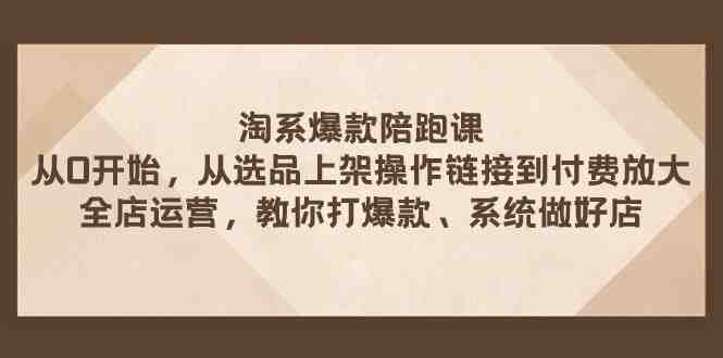 淘系爆款陪跑课 从选品上架操作链接到付费放大 全店运营 打爆款 系统做好店(淘系爆款陪跑课全面掌握电商运营技巧，打造爆款商品)