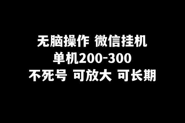 无脑操作微信挂机单机200-300一天，不死号，可放大(轻松赚钱新方法微信挂机项目介绍)