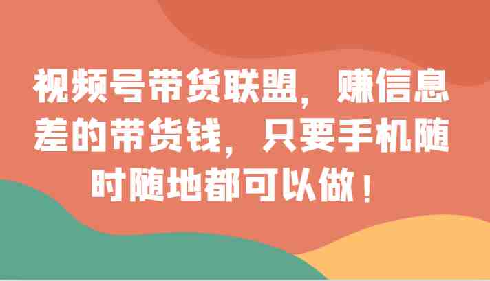 视频号带货联盟,赚信息差的带货钱,只需手机随时随地都可以做!(探索视频号带货联盟普通人的赚钱新机遇) 视频号带货联盟,赚信息差的带货钱,只需手机随时随地都可以做!(探索视频号带货联盟普通人的赚钱新机遇)
