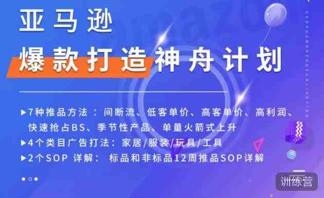 亚马逊爆款打造神舟计划，​7种推品方法，4个类目广告打法，2个SOP详解(亚马逊爆款打造神舟计划全面解析推品方法与广告策略)