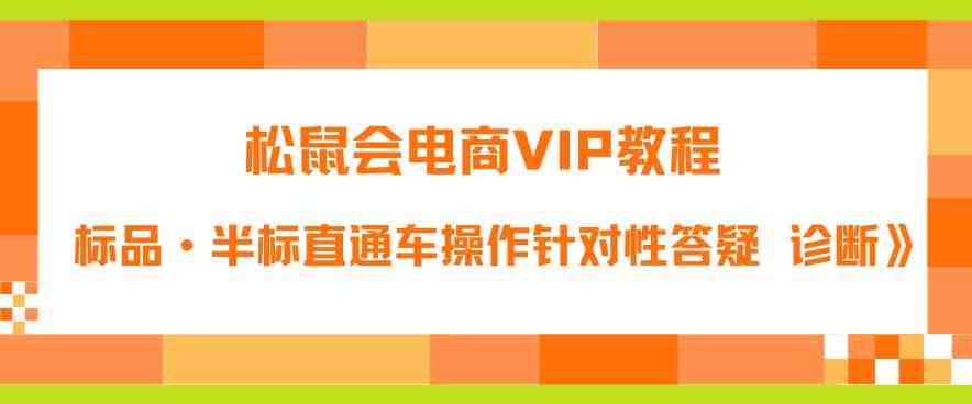 松鼠会电商VIP教程：松鼠《付费推广标品·半标直通车操作针对性答疑&#038;诊断》(掌握半标直通车操作技巧，提升付费推广效果)