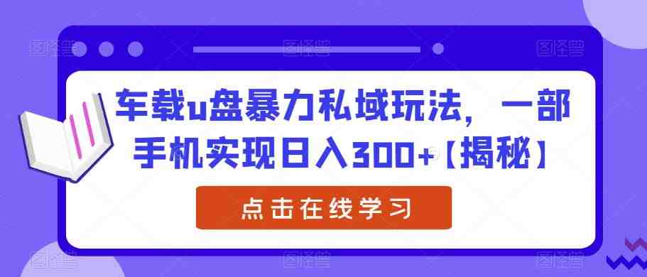 车载u盘暴力私域玩法，一部手机实现日入300+【揭秘】(揭秘车载U盘暴力私域玩法，一部手机实现日入300+)