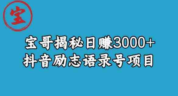 宝哥揭秘日赚3000+抖音励志语录号短视频变现项目(揭秘抖音励志语录号如何通过短视频变现？)