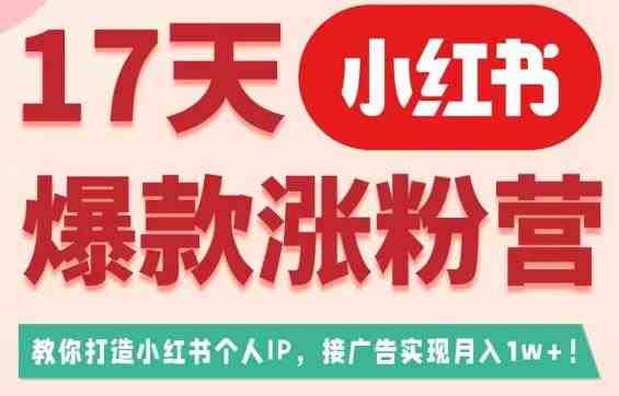 17天小红书爆款涨粉营（广告变现方向），教你打造小红书博主IP、接广告变现的(&#8220;17天小红书爆款涨粉营从零开始打造博主IP并实现广告变现&#8221;)