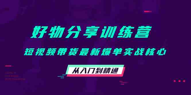 好物分享训练营：短视频带货最新爆单实战核心，从入门到精通！(好物分享训练营短视频带货最新爆单实战核心，从入门到精通！)