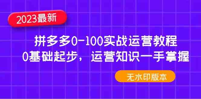 2023拼多多0-100实战运营教程，0基础起步，运营知识一手掌握（无水印）(全面解析拼多多运营实战技巧，助力零基础商家快速上手)