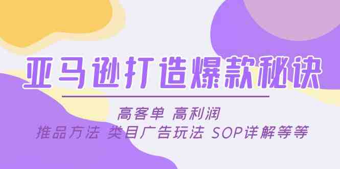 亚马逊打造爆款秘诀：高客单 高利润 推品方法 类目广告玩法 SOP详解等等(揭秘亚马逊爆款打造之道从高客单到广告策略全解析)
