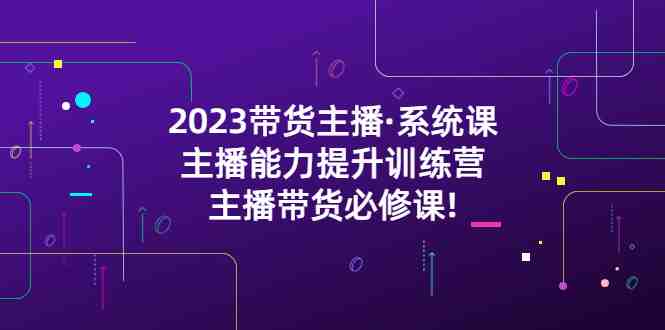 2023带货主播·系统课，主播能力提升训练营，主播带货必修课!(全面解析带货主播必备技能与策略)