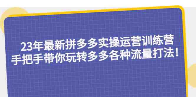 23年最新拼多多实操运营训练营：手把手带你玩转多多各种流量打法！(拼多多实操运营训练营掌握各种流量打法与实用技巧)