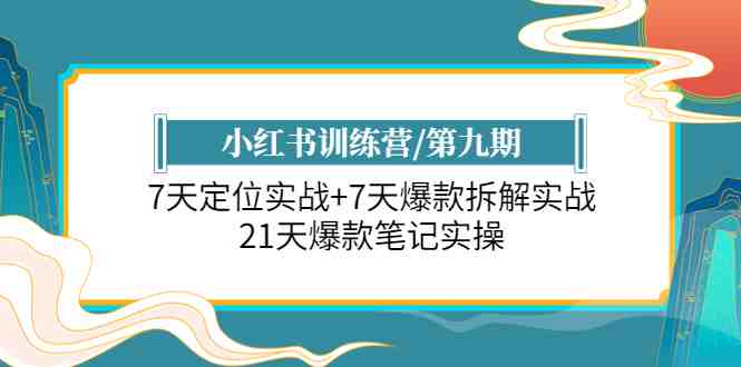 小红书训练营/第九期：7天定位实战+7天爆款拆解实战，21天爆款笔记实操(小红书训练营第九期21天全方位提升你的笔记实操能力)