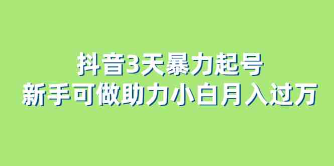 抖音3天暴力起号新手可做助力小白月入过万 抖音3天暴力起号新手可做助力小白月入过万