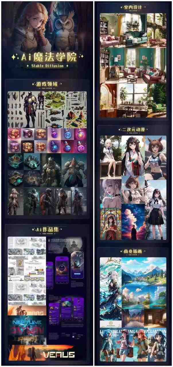 Ai魔法绘画 Stable Diffusion专业课 高效辅助Ui/运营作品集 0到精通系统课(探索AI魔法绘画Stable Diffusion专业课助您从0到精通)