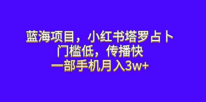 蓝海项目，小红书塔罗占卜，门槛低，传播快，一部手机月入3w+(探索小红书塔罗占卜项目，轻松实现月入3w+)