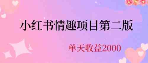 最近爆火小红书情趣项目第二版，每天2000+