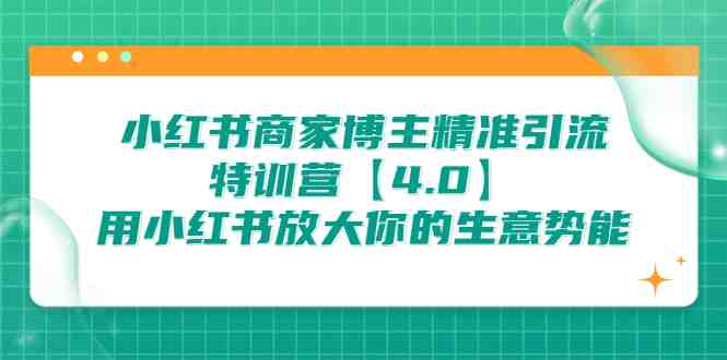 小红书商家 博主精准引流特训营【4.0】用小红书放大你的生意势能(小红书商家博主精准引流特训营【4.0】提升你的商业影响力)