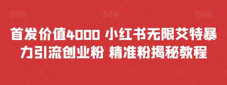 首发价值4000 小红书无限艾特暴力引流创业粉 精准粉揭秘教程(小红书无限艾特暴力引流创业粉精准粉揭秘教程高效引流的秘密武器)