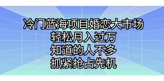 冷门蓝海项目婚恋大市场，轻松月入过万，知道的人不多，抓紧抢占先机。(探索冷门蓝海项目婚恋市场的无限商机)