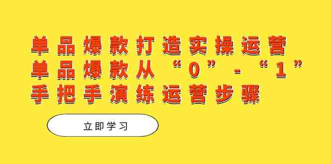 单品爆款打造实操运营，单品爆款从“0”-“1”手把手演练运营步骤(从“0”到“1”手把手教你打造单品爆款)
