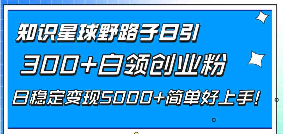 知识星球野路子日引300+白领创业粉，日稳定变现5000+简单好上手！(&#8221;知识星球引流与变现实现日稳定收入5000+的实战策略&#8221;)