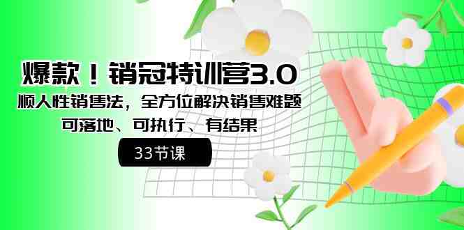 爆款！销冠特训营3.0之顺人性销售法，全方位解决销售难题、可落地、可执&#8230;