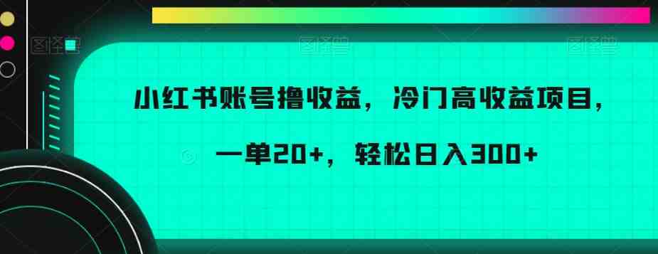 小红书账号撸收益,冷门高收益项目,一单20+,轻松日入300+ 小红书账号撸收益,冷门高收益项目,一单20+,轻松日入300+