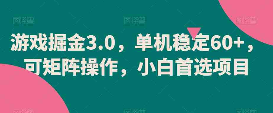 游戏掘金3.0,单机稳定60+,可矩阵操作,小白首选项目 游戏掘金3.0,单机稳定60+,可矩阵操作,小白首选项目