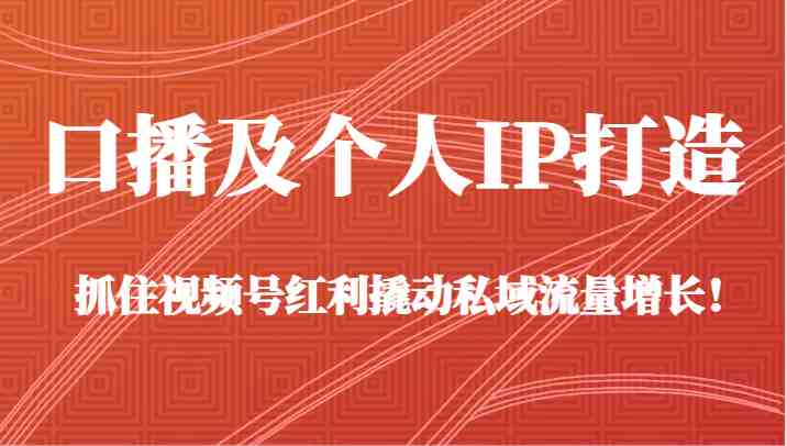 口播及个人IP打造,抓住视频号红利撬动私域流量增长!(45节课) 口播及个人IP打造,抓住视频号红利撬动私域流量增长!(45节课)