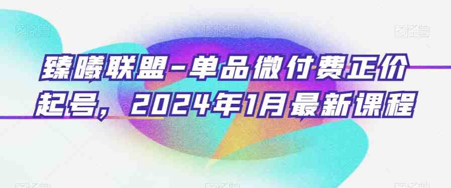 臻曦联盟-单品微付费正价起号,2024年1月最新课程 臻曦联盟-单品微付费正价起号,2024年1月最新课程