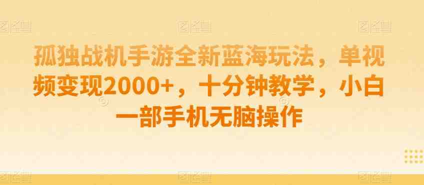 孤独战机手游全新蓝海玩法,单视频变现2000+,十分钟教学,小白一部手机无脑操作 孤独战机手游全新蓝海玩法,单视频变现2000+,十分钟教学,小白一部手机无脑操作