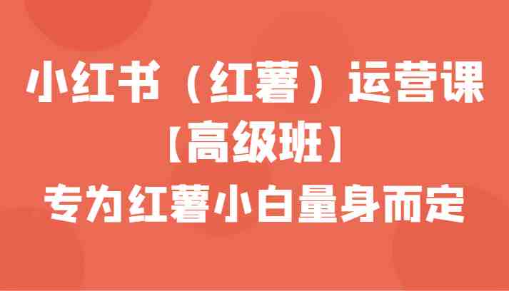 小红书（红薯）运营课【高级班】，专为红薯小白量身而定（42节课）
