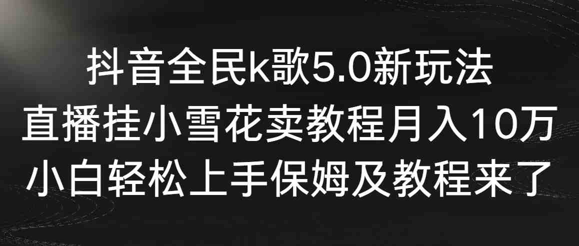 抖音全民k歌5.0新玩法，直播挂小雪花卖教程月入10万，小白轻松上手，保&#8230;
