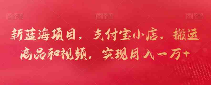 新蓝海项目,支付宝小店,搬运商品和视频,实现月入一万+ 新蓝海项目,支付宝小店,搬运商品和视频,实现月入一万+
