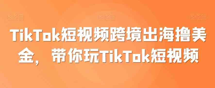 TikTok短视频跨境出海撸美金，带你玩TikTok短视频