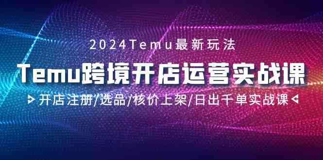 2024Temu跨境开店运营实战课,开店注册/选品/核价上架/日出千单实战课 2024Temu跨境开店运营实战课,开店注册/选品/核价上架/日出千单实战课
