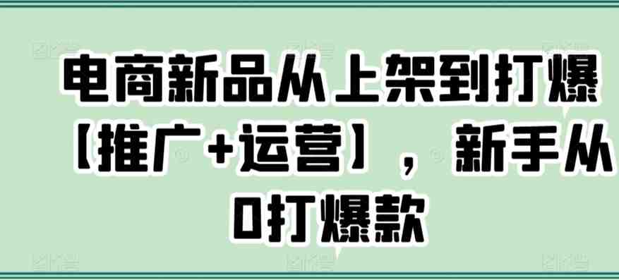 电商新品从上架到打爆【推广+运营】,新手从0打爆款 电商新品从上架到打爆【推广+运营】,新手从0打爆款