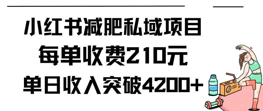 小红书减肥私域项目每单收费210元单日成交20单，最高日入4200+