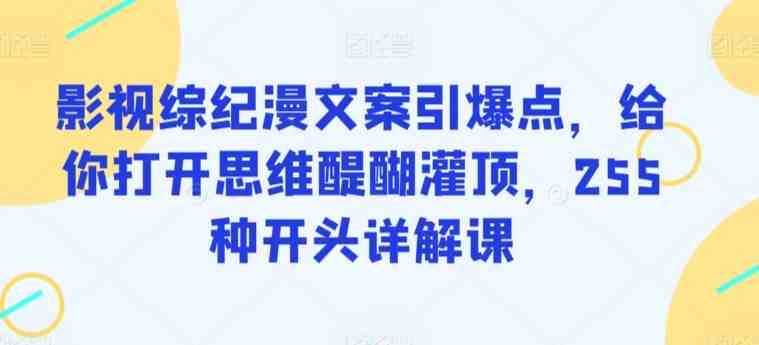 影视综纪漫文案引爆点,给你打开思维醍醐灌顶,255种开头详解课 影视综纪漫文案引爆点,给你打开思维醍醐灌顶,255种开头详解课