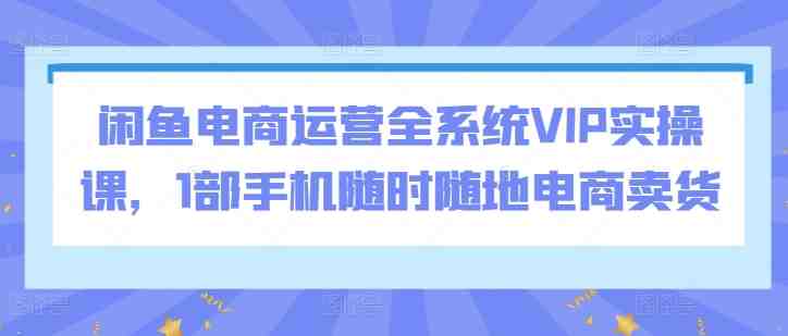 闲鱼电商运营全系统VIP实操课,1部手机随时随地电商卖货 闲鱼电商运营全系统VIP实操课,1部手机随时随地电商卖货