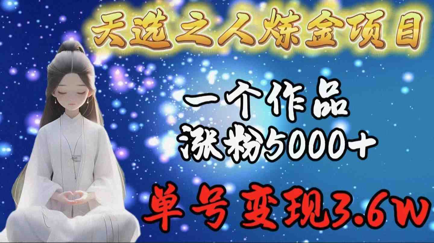 天选之人炼金项目,一个作品涨粉5000+,单号变现3.6w 天选之人炼金项目,一个作品涨粉5000+,单号变现3.6w