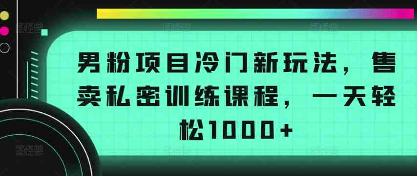 男粉项目冷门新玩法,售卖私密训练课程,一天轻松1000+ 男粉项目冷门新玩法,售卖私密训练课程,一天轻松1000+