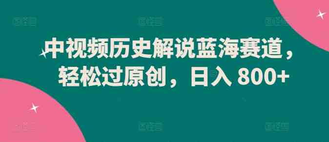 中视频历史解说蓝海赛道,轻松过原创,日入 800+ 中视频历史解说蓝海赛道,轻松过原创,日入 800+