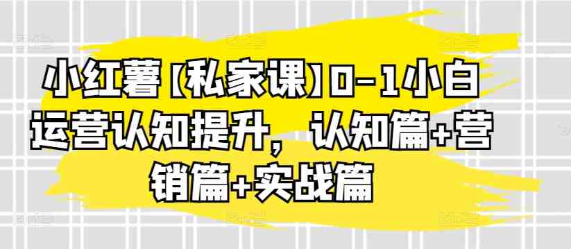 小红薯【私家课】0-1小白运营认知提升,认知篇+营销篇+实战篇 小红薯【私家课】0-1小白运营认知提升,认知篇+营销篇+实战篇