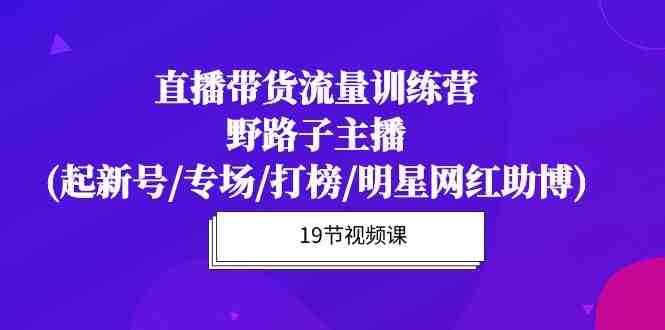直播带货流量特训营，野路子主播(起新号/专场/打榜/明星网红助博)19节课